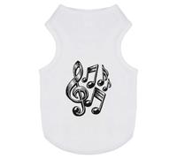 Azeeda 'Music Notes' Pet T-Shirt - White, L (PT00198175)