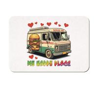 Azeeda 'My Happy Place Burger Van' Rectangular Fridge Magnet - Decorative Refrigerator & Whiteboard Magnet for Home, Kitchen or Office - 70mm x 49mm (FM00059813)