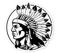 Azeeda 'Native American Chief' White Premium Vinyl Decal Sticker - Waterproof, Durable & Easy to Apply - Ideal for Car Bumpers, Windows, Bins and More - Medium (100mm) (DW00114925)