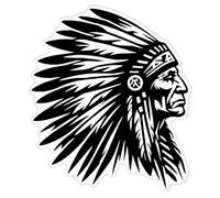 Azeeda 'Native American Indian Chief' White Premium Vinyl Decal Sticker - Waterproof, Durable & Easy to Apply - Ideal for Car Bumpers, Windows, Bins and More - XL (460mm) (DW00139311)