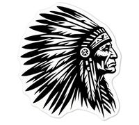 Azeeda 'Native American Indian Chief' White Premium Vinyl Decal Sticker - Waterproof, Durable & Easy to Apply - Ideal for Car Bumpers, Windows, Bins and More - Medium (100mm) (DW00139309)