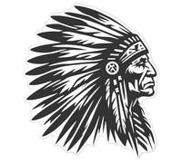 Azeeda 'Native American Indian Chief' White Premium Vinyl Decal Sticker - Waterproof, Durable & Easy to Apply - Ideal for Car Bumpers, Windows, Bins and More - XXL (720mm) (DW00171148)
