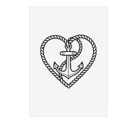 Azeeda 'Nautical Rope & Anchor Heart' Wall Art Poster Print - Unframed Artwork for Home Decor - A3 Portrait (PP00374082)