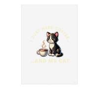 Azeeda 'Need Coffee & My Cat' Wall Art Poster Print - Unframed Artwork for Home Decor - A4 Portrait (PP00370320)