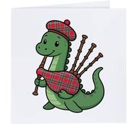 Azeeda 'Nessie Playing Bagpipes' Blank Greeting Card (GC00084171)