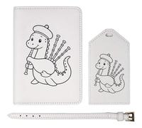 Azeeda 'Nessie Playing Bagpipes' Passport Cover & Luggage Tag Travel Set (PA00038894)