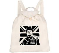 Azeeda 'Never Give Up- Churchill' Canvas Rucksack/Backpack (RK00047206)