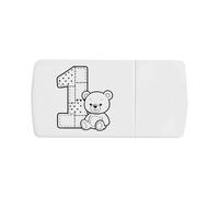 Azeeda 'Number 1 Birthday Bear' Pill Box with Tablet Splitter (PI00038698)