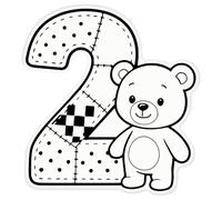 Azeeda 'Number 2 Birthday Bear' Clear Premium Vinyl Decal Stickers - Waterproof, Durable & Easy to Apply - for Car Bumpers, Windows, Bins & More - XL (460mm) (DC00164229)