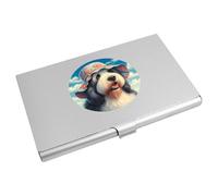 Azeeda 'Old English Sheepdog Wearing Hat' Business Card Holder/Credit Card Wallet (CH00049235)