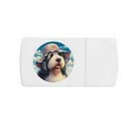 Azeeda 'Old English Sheepdog Wearing Hat' Pill Box with Tablet Splitter (PI00036952)