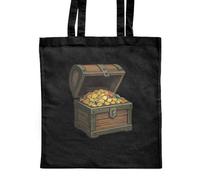 Azeeda 'Open Pirate Treasure Chest Full Of Gold' Classic Black Tote Shopper Bag (ZB00028340)