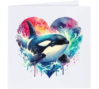 Azeeda 'Orca Splashing In Ocean Waves' Blank Greeting Card (GC00065041)