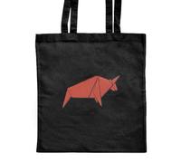 Azeeda 'Origami Bull' Classic Black Tote Shopper Bag (ZB00024005)
