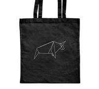 Azeeda 'Origami Bull' Classic Black Tote Shopper Bag (ZB00024006)