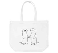 Azeeda 'Otter Couple Holding Hands' Tote Shopping Bag For Life (BG00086558)