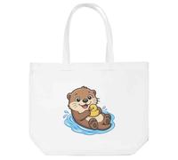 Azeeda 'Otter Floating with Rubber Ducky' Tote Shopping Bag For Life (BG00093258)