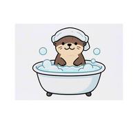Azeeda 'Otter in Bubble Bath' Temporary Tattoo - Water Resistant, Skin-Safe, Non-Toxic Transfer (TO00098963)