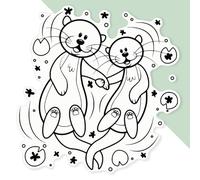 Azeeda 'Otters in Love' Premium Vinyl Decal Sticker - Waterproof, Durable & Easy to Apply - Ideal for Cars, Windows, Bins and More - 720mm (XXL) (DW00154802)