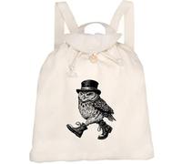 Azeeda 'Owl Walking In Boots' Canvas Rucksack/Backpack (RK00048152)