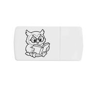 Azeeda 'Owl Wearing Round Spectacles Reading Book' Pill Box with Tablet Splitter (PI00045053)