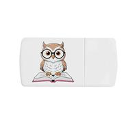 Azeeda 'Owl with Glasses Reading Book' Pill Box with Tablet Splitter (PI00041960)