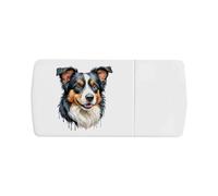 Azeeda 'Painted Style Border Collie' Pill Box with Tablet Splitter (PI00044131)