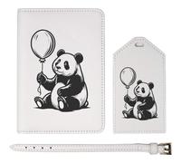 Azeeda 'Party Panda Holding A Balloon' Passport Cover & Luggage Tag Travel Set (PA00029415)