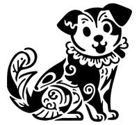 Azeeda 'Patterned Sitting Dog' Reusable Stencil - Durable Decorative Template for Painting and Spraying on Walls, Tiles, Wood, Fabric & Craft Projects - XXL (A2) (WS00075448)