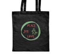 Azeeda 'Peace Joy Love' Classic Black Tote Shopper Bag (ZB00020866)