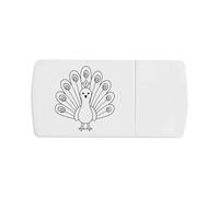 Azeeda 'Peacock Outline' Pill Box with Tablet Splitter (PI00045002)