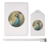 Azeeda 'Peacock Portrait' Passport Travel Set - White (PA00046240)