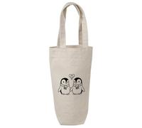 Azeeda 'Penguins in Love' Cotton Wine Bottle Gift/Travel Bag (BL00048140)