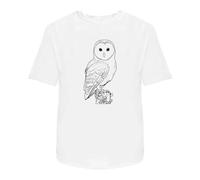 Azeeda 'Perched Barn Owl' Unisex T-Shirt - 100% Cotton, White, S (TA00315358)