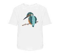 Azeeda 'Perched Kingfisher' Unisex T-Shirt - 100% Cotton, White, M (TA00085730)