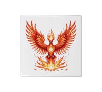 Azeeda 'Phoenix Rising from Flames' 108mm Square Ceramic Tile (TD00040054)