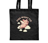 Azeeda 'Pigs Might Fly' Classic Black Tote Shopper Bag (ZB00028685)