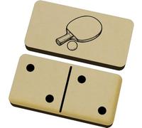 Azeeda 'Ping Pong Bat & Ball' Domino Set with Box (DM00061048) | Wooden Tabletop Game for Family Nights, Travel and Gifts