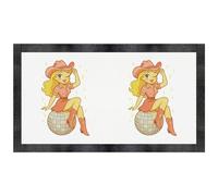 Azeeda 'Pink Cowgirl Disco Ball Pinup' Pet Feeding Mat (PM00031654)