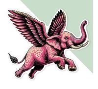 Azeeda 'Pink Elephant Flying' Premium Vinyl Decal Sticker - Waterproof, Durable & Easy to Apply - Ideal for Cars, Windows, Bins and More - 720mm (XXL) (DW00166987)