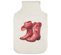Azeeda 'Pink Heart Cowboy Boots' Hot Water Bottle Cover (HW00045210)