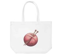 Azeeda 'Pink Knitting Wool' Shopping Tote Bag - White (BG00093643)
