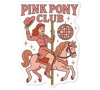 Azeeda 'Pink Pony Club' White Premium Vinyl Decal Sticker - Waterproof, Durable & Easy to Apply - Ideal for Car Bumpers, Windows, Bins and More - Medium (100mm) (DW00144981)