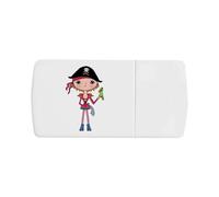 Azeeda 'Pirate Girl with Parrot' Pill Box with Tablet Splitter (PI00043628)
