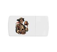 Azeeda 'Pirate Skeleton Drinking' Pill Box with Tablet Splitter (PI00036959)