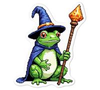 Azeeda 'Pixel Art Frog Wizard' White Premium Vinyl Decal Sticker - Waterproof, Durable & Easy to Apply - for Car Bumpers, Windows, Bins & More - Medium (100mm) (DW00202160)