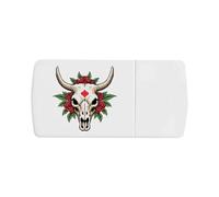 Azeeda 'Pixel Cow Skull with Roses' Pill Box with Tablet Splitter (PI00041304)