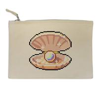 Azeeda 'Pixel Pearl Inside Clam Shell' Canvas Clutch Bag/Accessory Case (CL00050955)