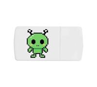Azeeda 'Pixel Style Alien' Pill Box with Tablet Splitter (PI00040950)