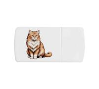 Azeeda 'Pixel Style British Longhair Cat' Pill Box with Tablet Splitter (PI00041401)
